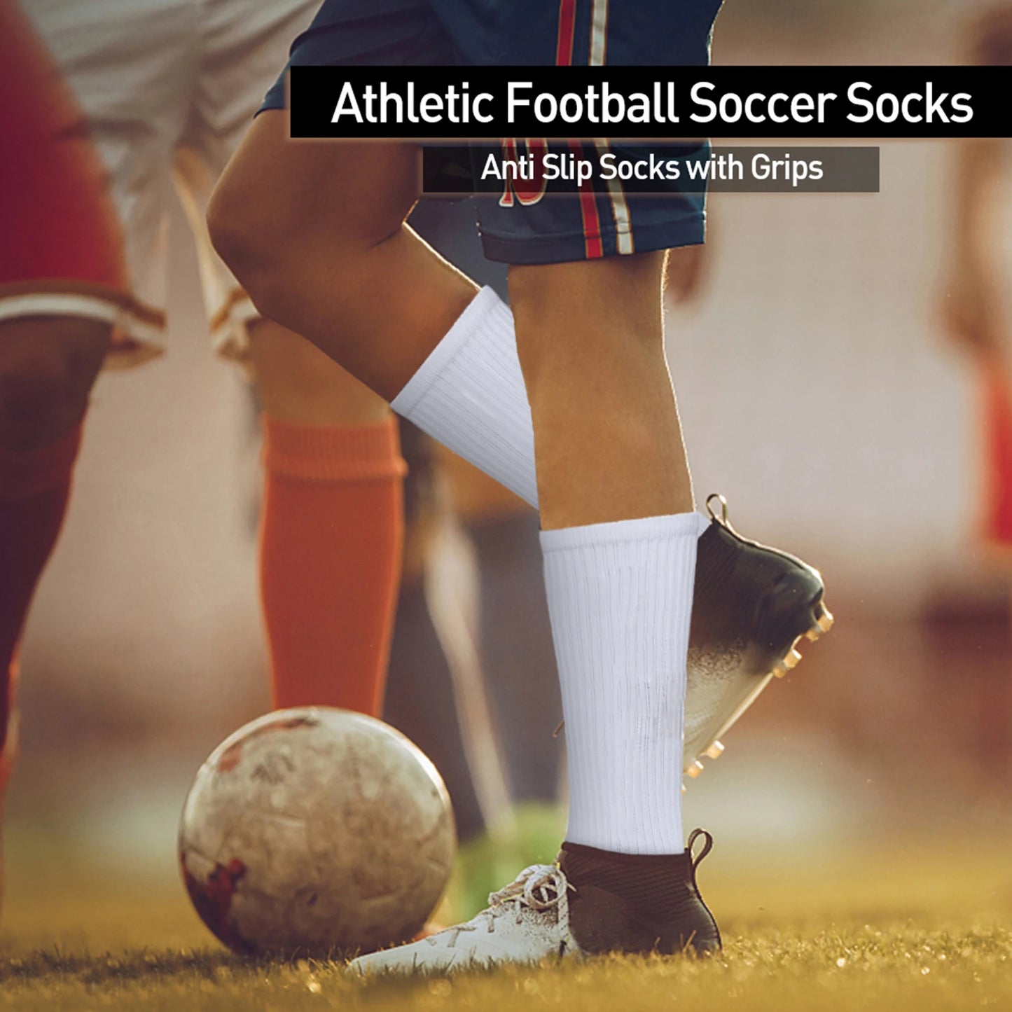 4 Pairs Men's Non Slip Grip Soccer Sports Socks