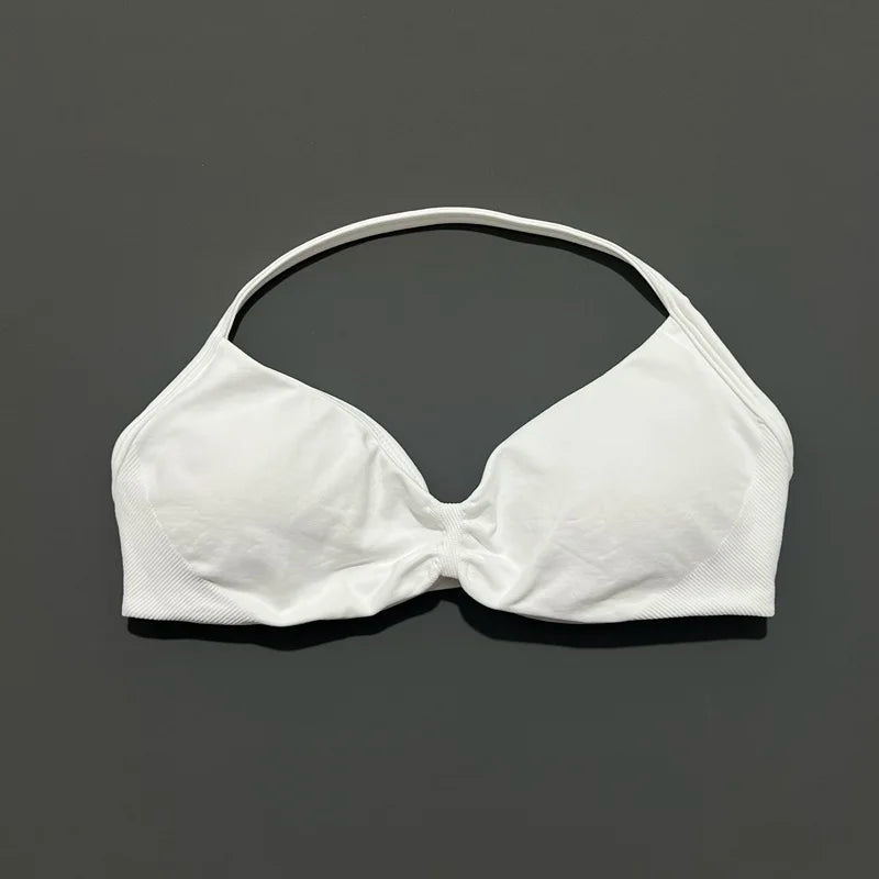 HISTELLO Women's High Support Strappy Halter Sports Bra