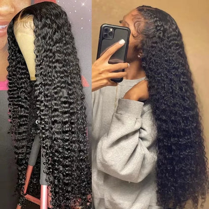 Women's 40 to 42 Inch Deep Wave HD Lace Front Human Hair Wig