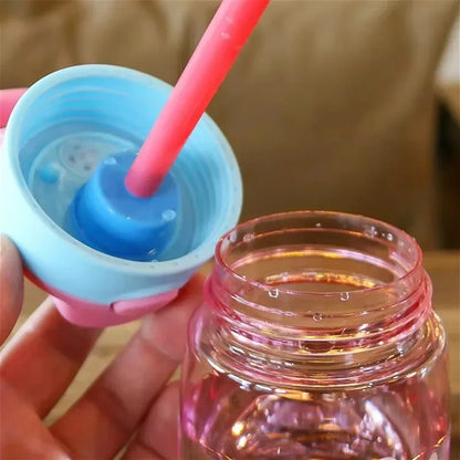 480ml Leak Proof Cartoon Kids Water Bottle with Straw