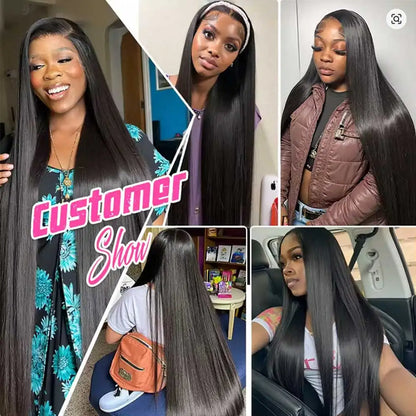 Women's 40 to 42 Inch Bone Straight HD Lace Front Human Hair Wig
