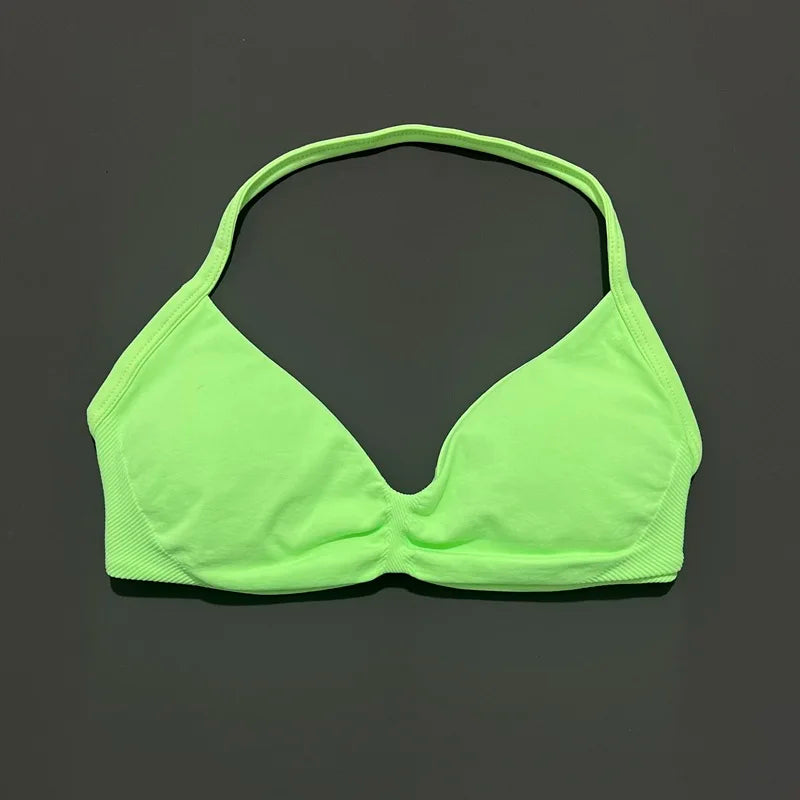 HISTELLO Women's High Support Strappy Halter Sports Bra