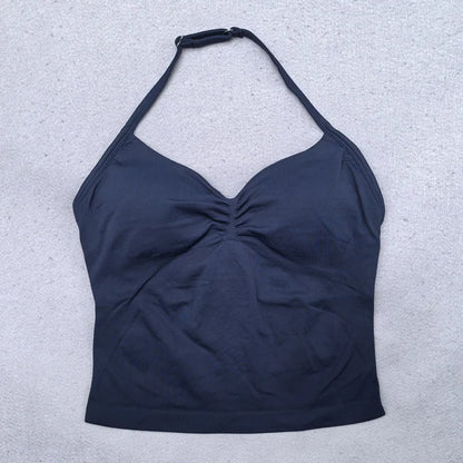 Women's Backless Strappy Workout Tank Top with Built In Bra