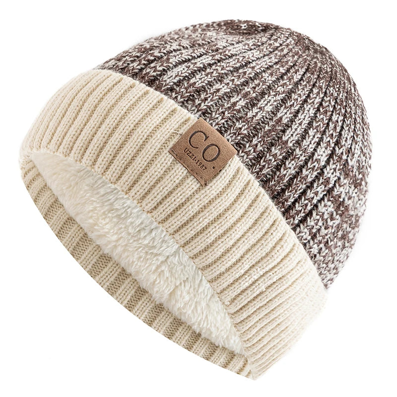 Unisex Two Tone Fur Lined Winter Beanie