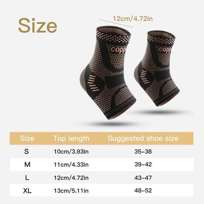 1 or 2 Pack Copper Infused Compression Ankle Support Sleeves
