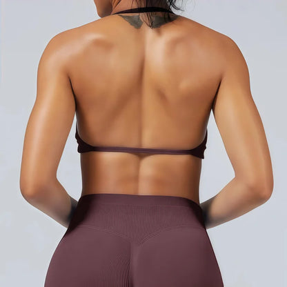 HISTELLO Women's High Support Strappy Halter Sports Bra