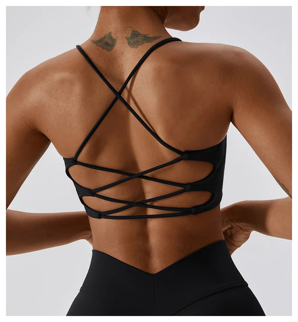 Women's Cross Back Padded Fitness Sports Bra