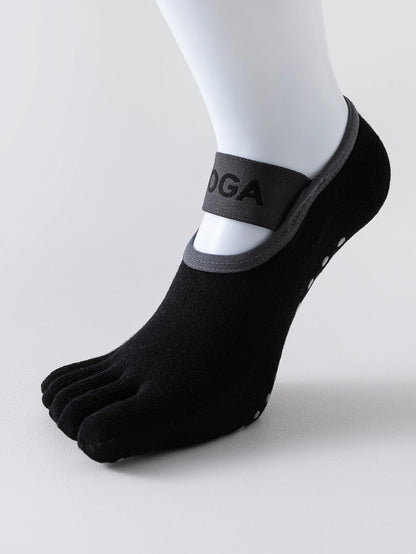 1 Pair Women's Anti Slip Five Toe Yoga Pilates Socks