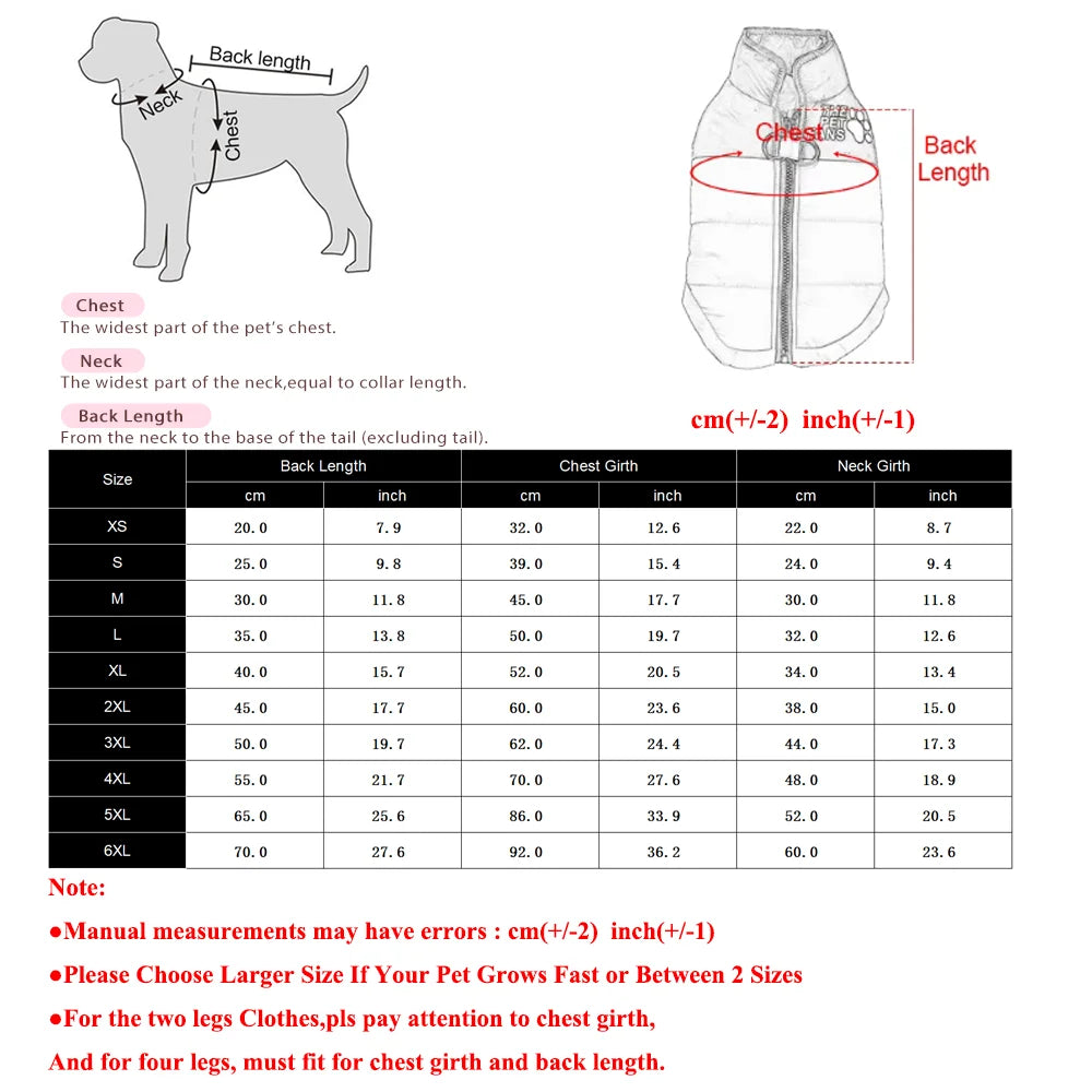 Warm Windproof Winter Dog Jacket for Small & Large Dogs