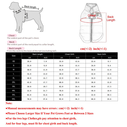 Warm Windproof Winter Dog Jacket for Small & Large Dogs
