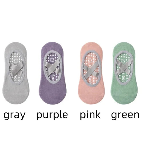 1 or 4 Pairs Women's Anti Slip Yoga Pilates Socks