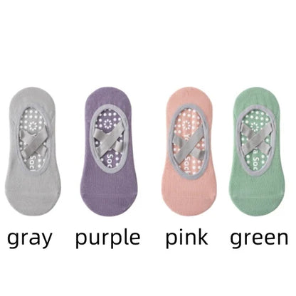 1 or 4 Pairs Women's Anti Slip Yoga Pilates Socks