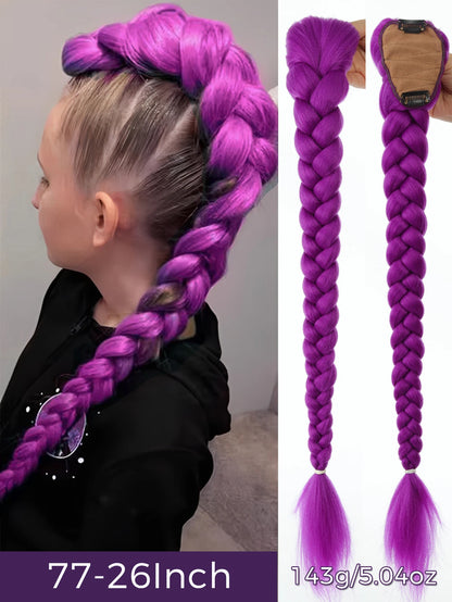 32 Inch Purple Braided Ponytail Hair Extension with Tinsel