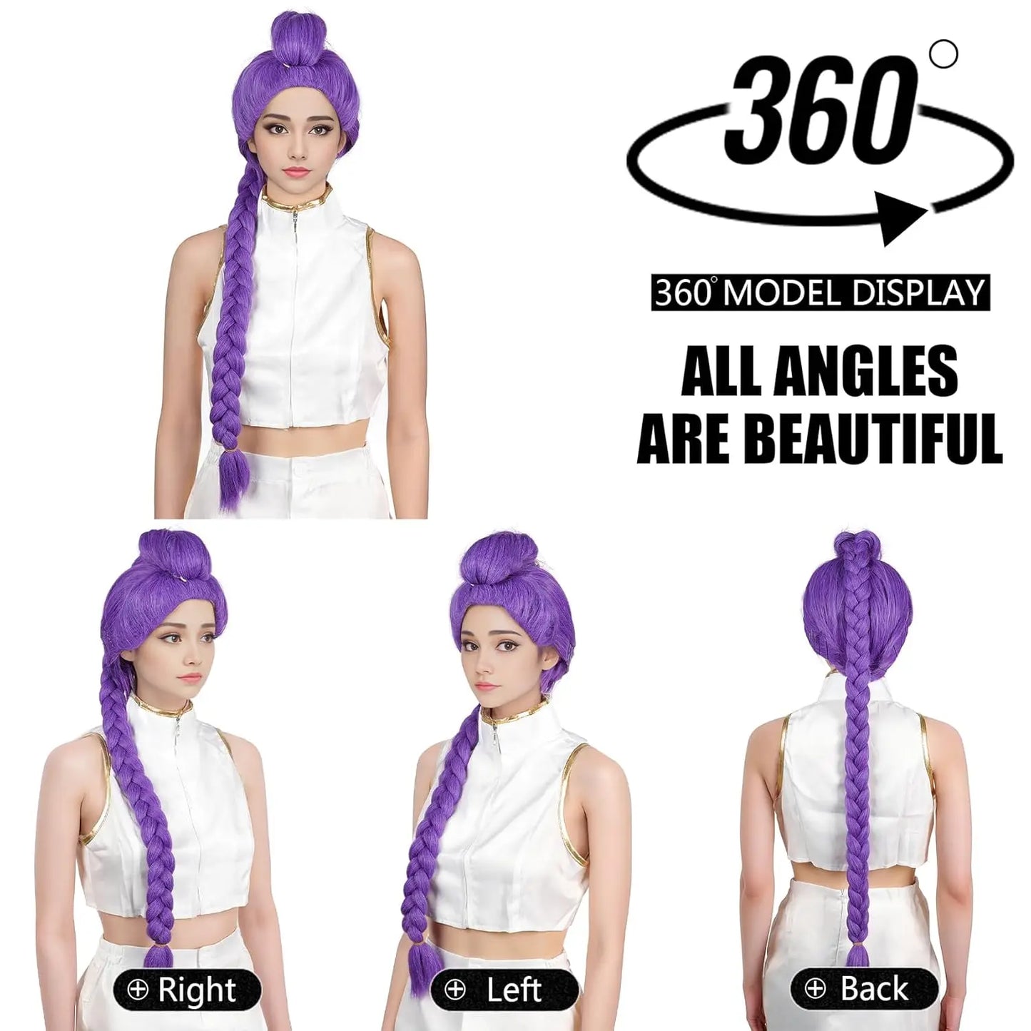 Women's Long Purple Braided Ponytail Cosplay Wig