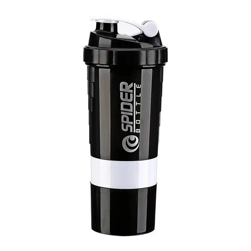 16 Oz Leak Proof Protein Shaker Bottle with Storage Cups