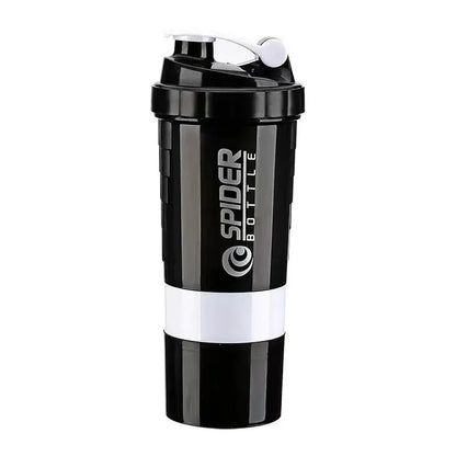 16 Oz Leak Proof Protein Shaker Bottle with Storage Cups