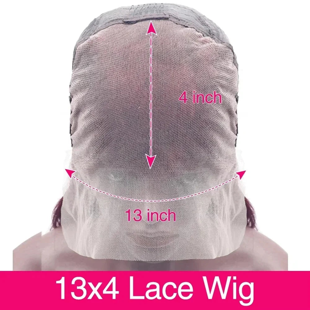 Women's 30 Inch 99J Burgundy Body Wave Human Hair Lace Front Wig
