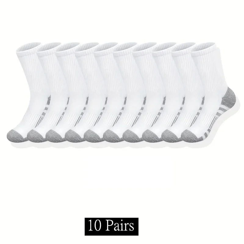 10 to 30 Pairs Men's Breathable Sports Crew Socks