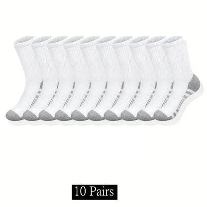 10 to 30 Pairs Men's Breathable Sports Crew Socks