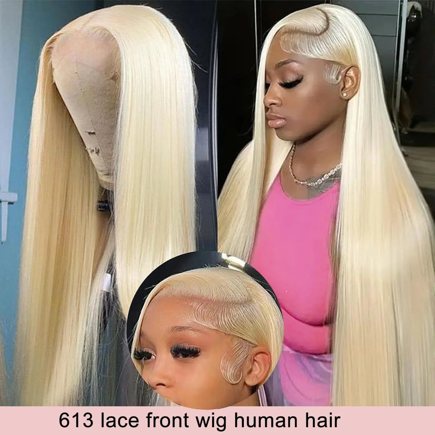 Women's 30 Inch 613 Blonde Straight HD Lace Front Human Hair Wig