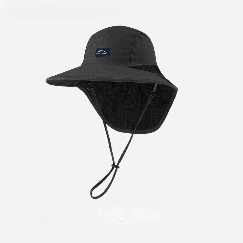 Unisex Wide Brim Waterproof Sun Hat with Neck Flap