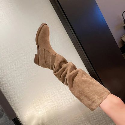 Arden Furtado Women's Brown Suede Slouchy Knee High Boots