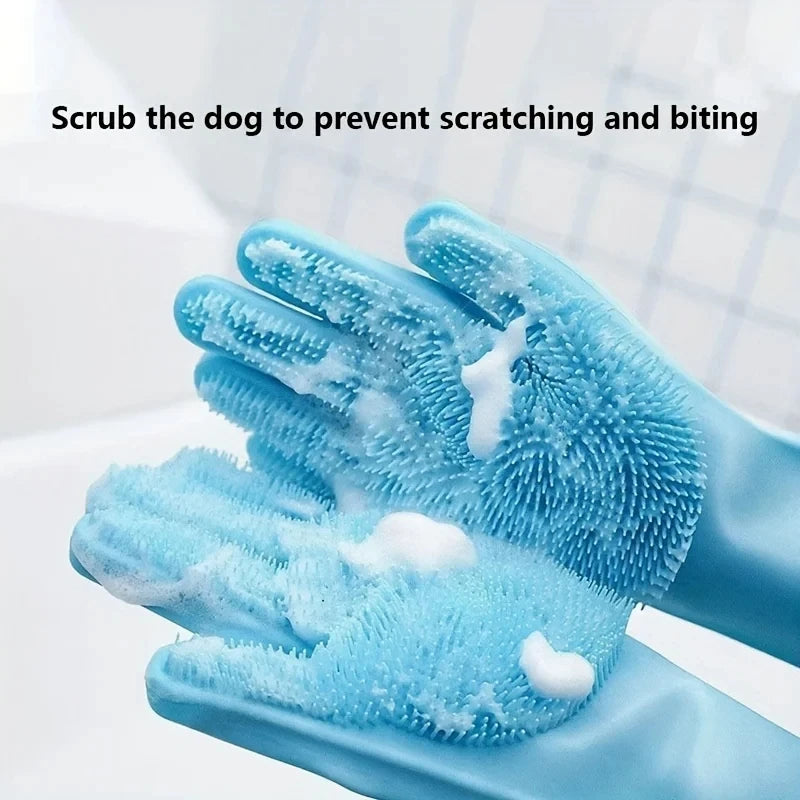 Silicone Pet Grooming Bathing Glove for Dogs & Cats Hair Removal