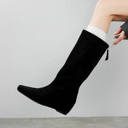 Women's Cow Suede Square Toe Knee High Western Boots