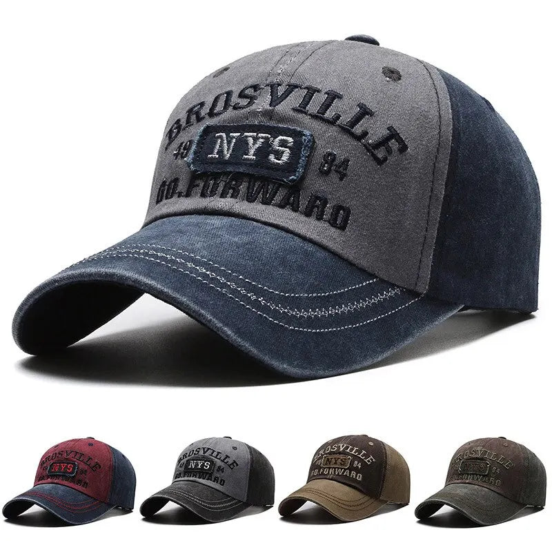 Men's Washed Embroidered Curved Brim Baseball Cap