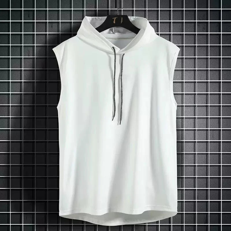 Men's Solid Color Sleeveless Hooded Tank Top