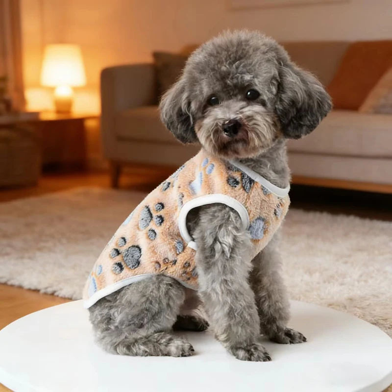 Soft Flannel Paw Print Vest for Small & Medium Dogs & Cats