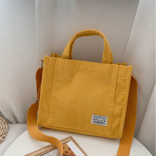Women’s Corduroy Shoulder Handbag Large Capacity Casual Tote