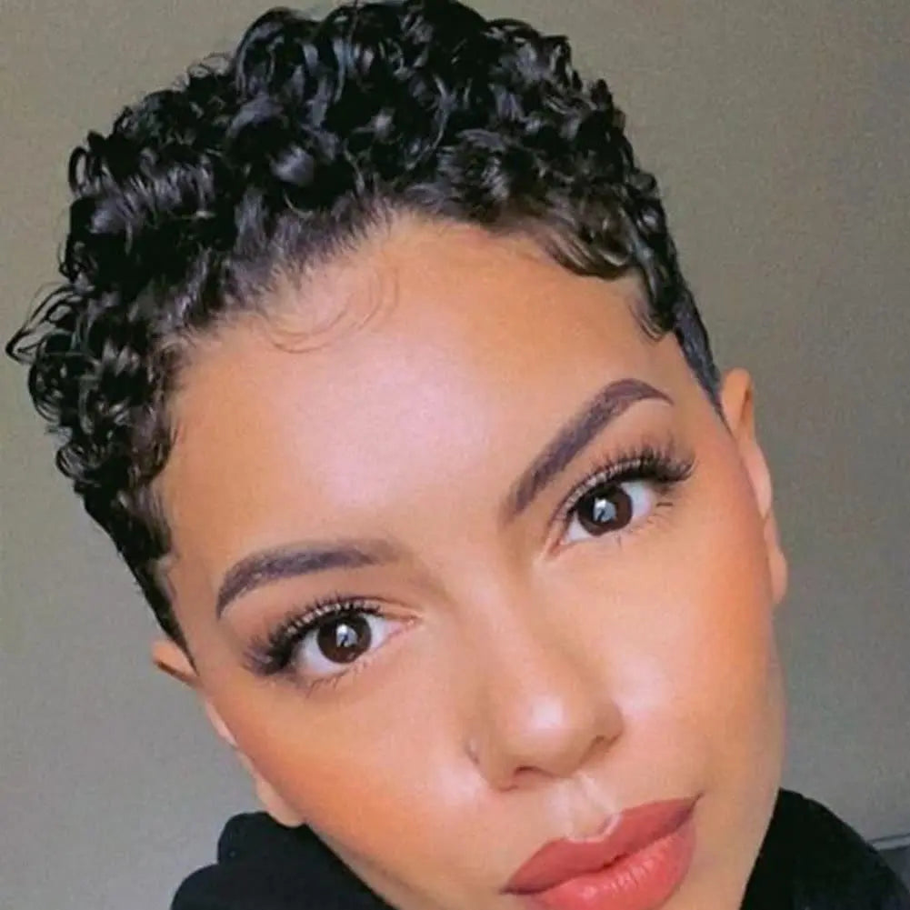 Women's Short Curly Afro Pixie Cut Synthetic Wig