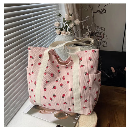 Women’s Printed Corduroy Shoulder Bag Casual Handbag