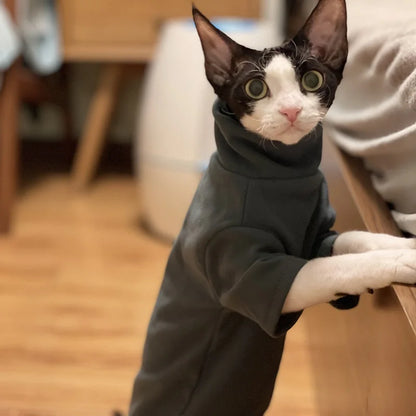 Soft Cotton Sphynx Cat Clothes for Fall & Winter