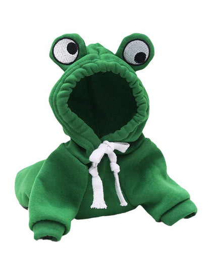 Cute Frog Dog Hoodie Sweater for Small & Medium Dogs Green Pet Clothes