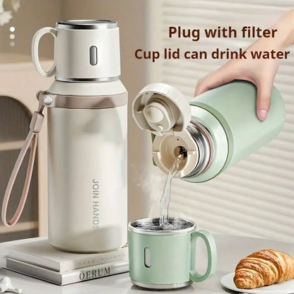 304 Stainless Steel Vacuum Insulated Thermos Bottle with Carry Strap