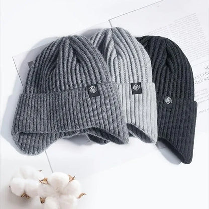 Men's Faux Fur Lined Winter Peaked Hat with Ear Protection