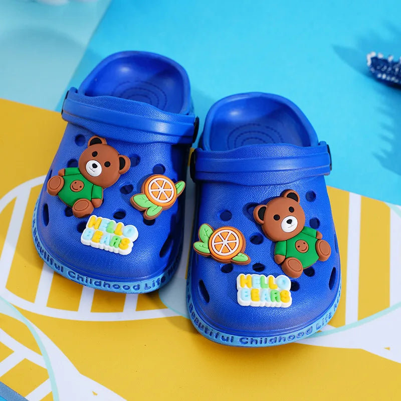 Cute Cartoon Closed Toe EVA Slippers for Kids Non Slip Summer Shoes