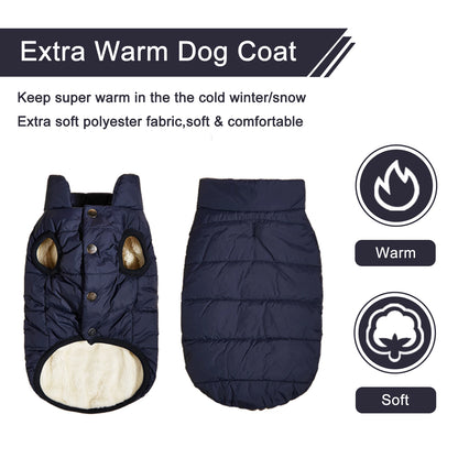 Warm Fleece Lined Winter Dog Jacket for Small Dogs & Puppies