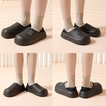 Cute Bear Plush Winter Slippers for Men & Women Waterproof Non Slip Shoes
