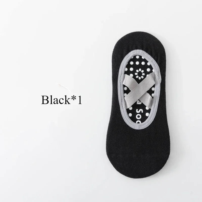 1 or 4 Pairs Women's Anti Slip Yoga Pilates Socks