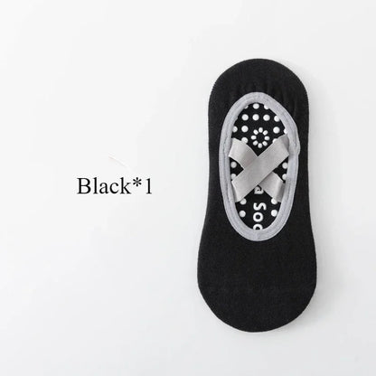 1 or 4 Pairs Women's Anti Slip Yoga Pilates Socks