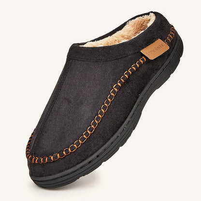 Men’s Suede Winter Slippers with Memory Foam & Non Slip TPR Sole