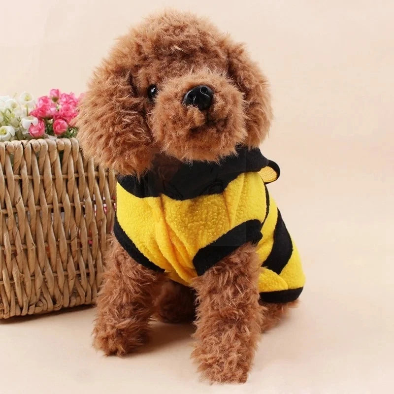 Bee Costume Fleece Hoodie for Dogs & Cats Halloween Pet Sweater
