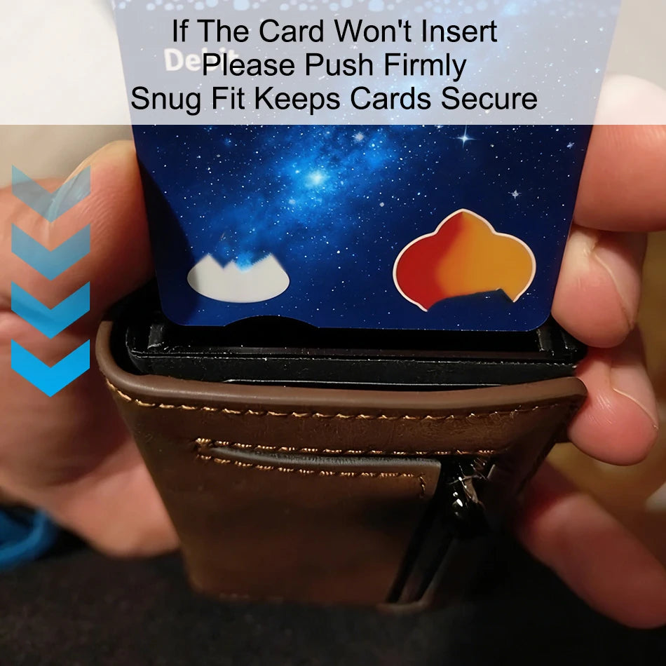 Men’s RFID Leather Card Holder Wallet with Magnetic Coin Purse
