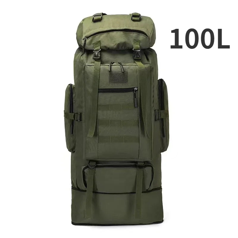 80L or 100L Large Capacity Tactical Hiking Backpack