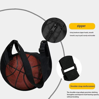 Single Basketball Carry Bag with Zipper Pocket