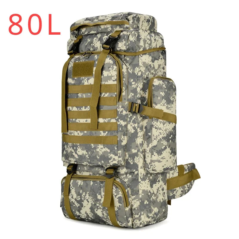 80L or 100L Large Capacity Tactical Hiking Backpack
