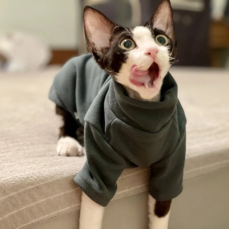 Soft Cotton Sphynx Cat Clothes for Fall & Winter